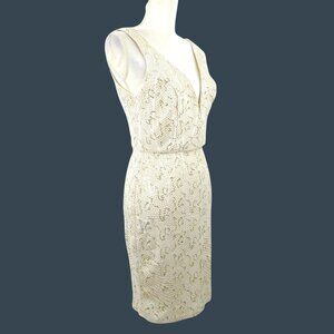 Bailey Blue Dress M Sequin Cocktail Stretchy Bodycon Lace Snake Pattern Sheath